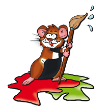 Hamster Konstantin mit Pinsel und Farben