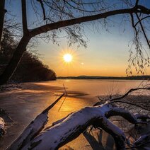 Zugefrorener See Im SonnenUntergang