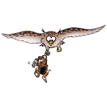 Cartoon: Ein Uhu Trägt Hamster Konstantin Durch Die Luft
