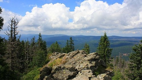 Bewaldete Hügel im Bayerischen Wald