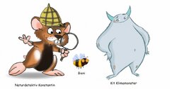 Konstantin, Bieni, Kit Klimamonster. Grafiken: BfN / Weyde / Poike)</i> Konstantin, Bieni Und Kit Klimamonster