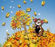 Hamster Konstantin im Herbstlaub